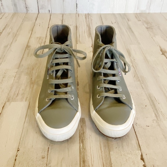 Superga | Womens Gray Leather Lace Up High Top | Size: 7 - Picture 3 of 10